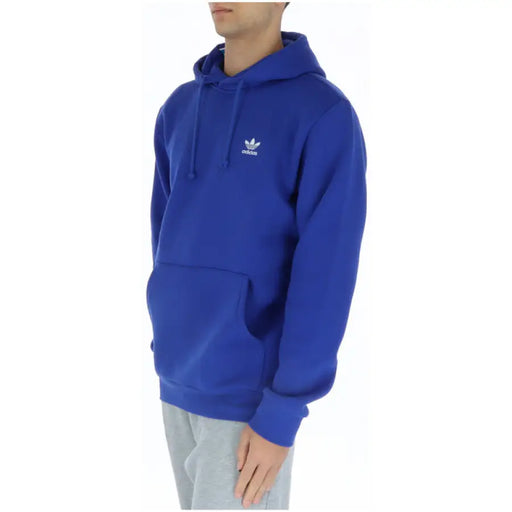 Bright blue Adidas hoodie with white logo on the chest - Adidas Men Sweatshirts