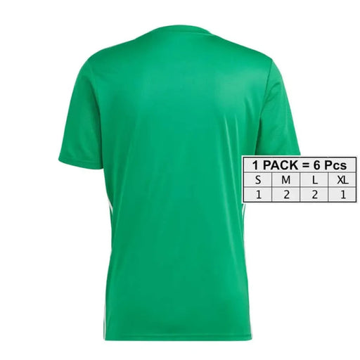 Adidas Men T-Shirt - Bright green, short-sleeved with size chart displayed