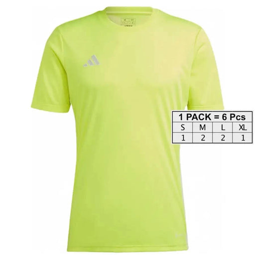 Bright neon yellow short sleeve Adidas Men T-Shirt displayed in a product listing