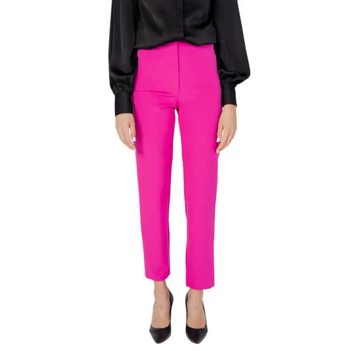 Bright pink high-waisted trousers from Silence - Silence Women Trousers collection