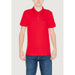 Bright red Ea7 men polo shirt featuring a small logo on the chest