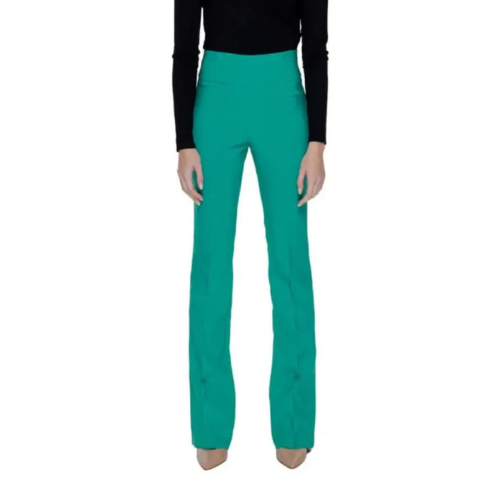 Sandro Ferrone Women’s Bright Teal High-Waisted Flared Leg Trousers