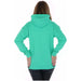 Adidas women’s bright turquoise hooded sweatshirt shown from the back view