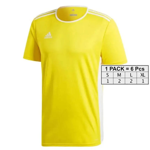 Bright yellow Adidas Men T-Shirt with white trim and logo