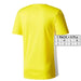 Adidas Men T-Shirt: Bright yellow short-sleeved t-shirt with size chart displayed