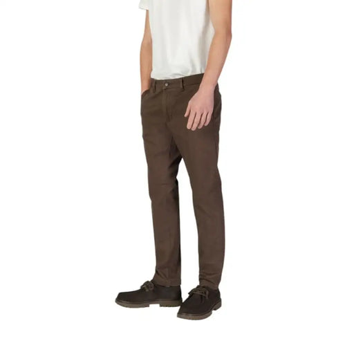 Brown Borghese Men Trousers featuring straight-leg styling for casual wear