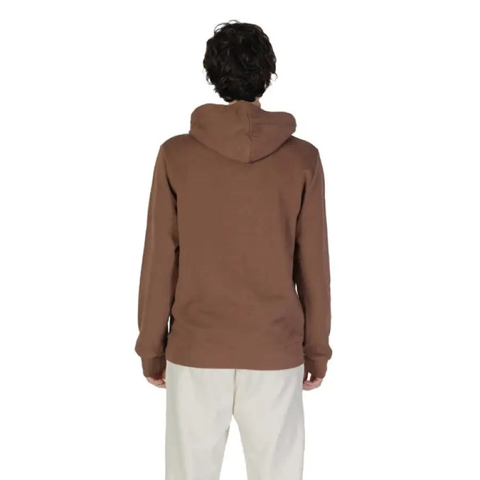 Brown hooded sweatshirt for men displayed from the back by Underclub