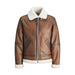 Brown leather bomber jacket with white sherpa collar from Jack & Jones Men Jacket