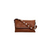 Brown leather Desigual crossbody bag with studded strap and embossed logo