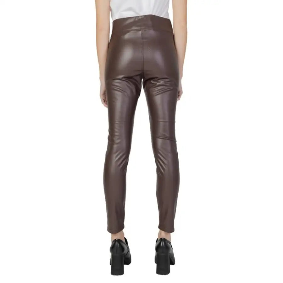 Street One Women Brown Leather Pants or Leggings styled for a trendy and chic look