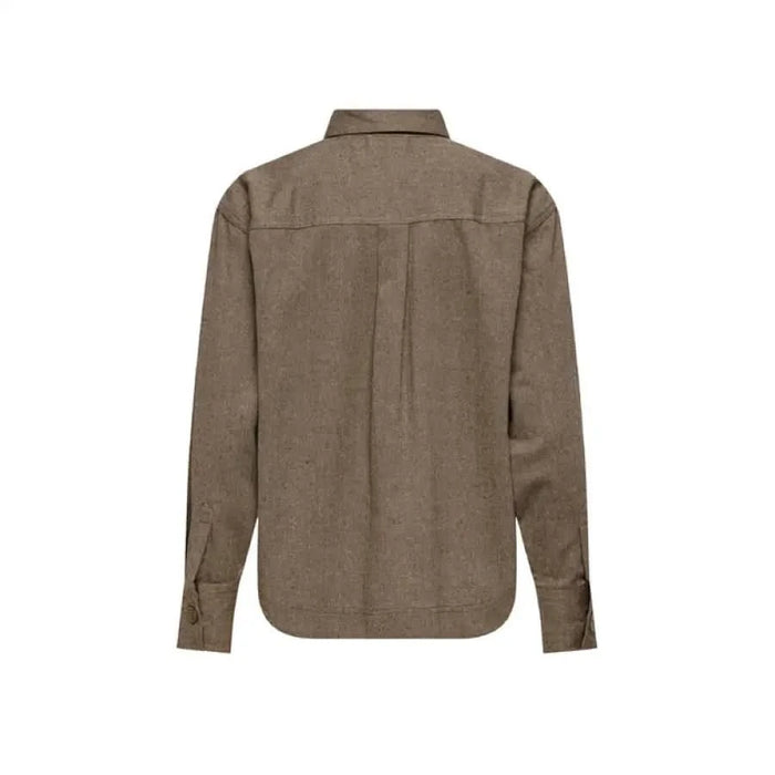 Brown long-sleeved button-up shirt with collar from Jacqueline De Yong for women