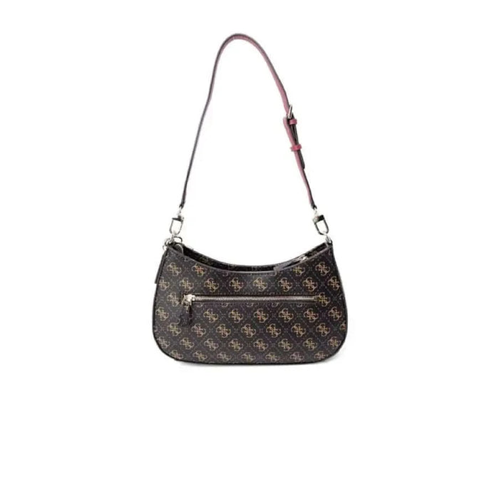 Brown patterned Guess Women Bag with a thin strap and elegant gold hardware