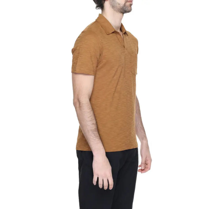 Brown polo shirt with short sleeves from Liu Jo featuring front pockets for men