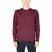 Burgundy crew neck sweater displayed by a model from Armani Exchange Men Knitwear