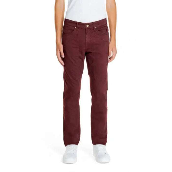 Burgundy straight-leg pants with pockets and button closure - Jeckerson Men’s Trousers