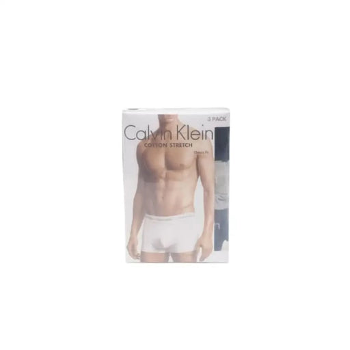 Calvin Klein men’s white boxer briefs package for Calvin Klein Underwear product display