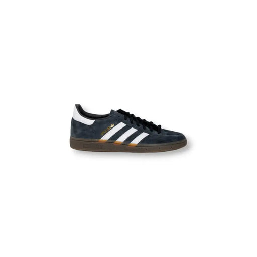 Classic Adidas Men Sneakers featuring navy blue suede, white stripes, and gum sole