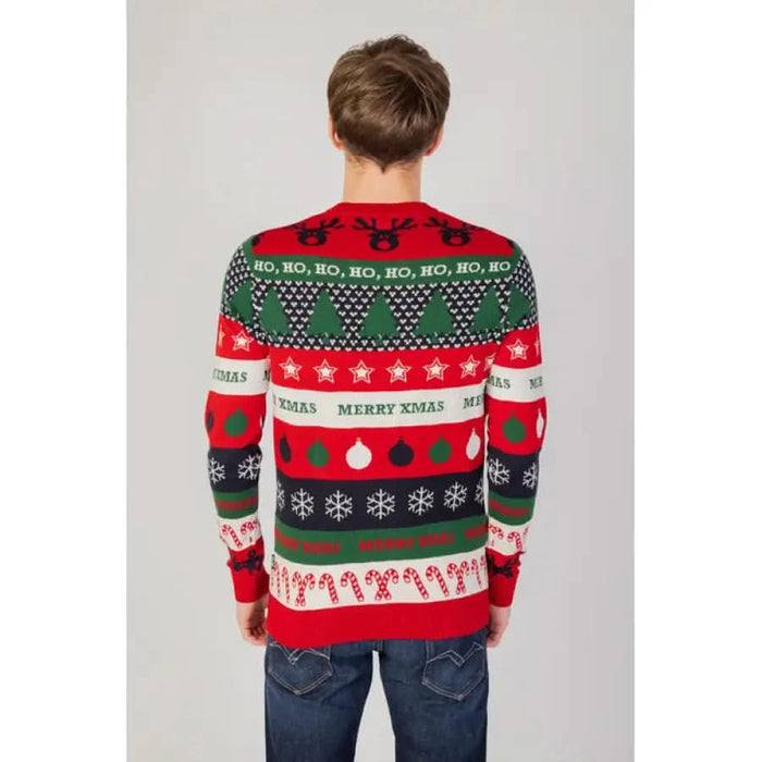 Colorful Christmas-themed sweater with holiday patterns from Only & Sons Men Knitwear