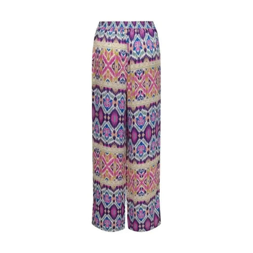 Bohemian-inspired colorful patterned wide-leg pants from Only Women’s Trousers collection