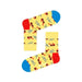 Colorful Happy Socks featuring musical notes on a vibrant yellow background