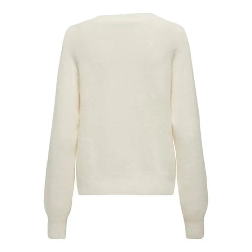 Cream-colored knit sweater with long sleeves and round neckline from Only Women Cardigan