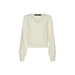 Cream-colored v-neck sweater with puffy long sleeves and button cuffs by Vero Moda