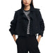 Cropped black jacket over a striped shirt, part of Desigual Women Jacket collection