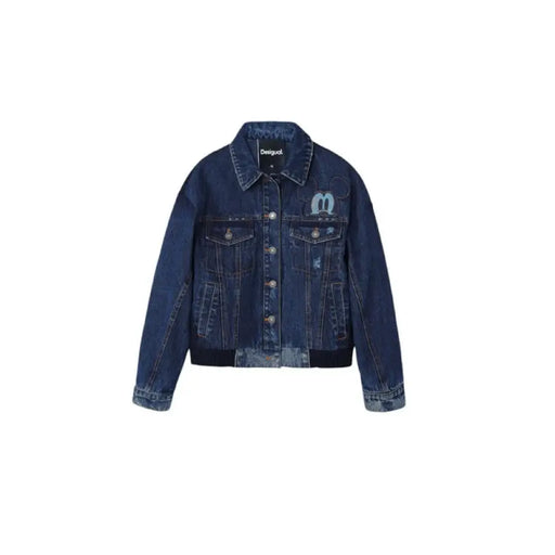 Dark blue denim jacket with button front and chest pockets from Desigual Women Jacket