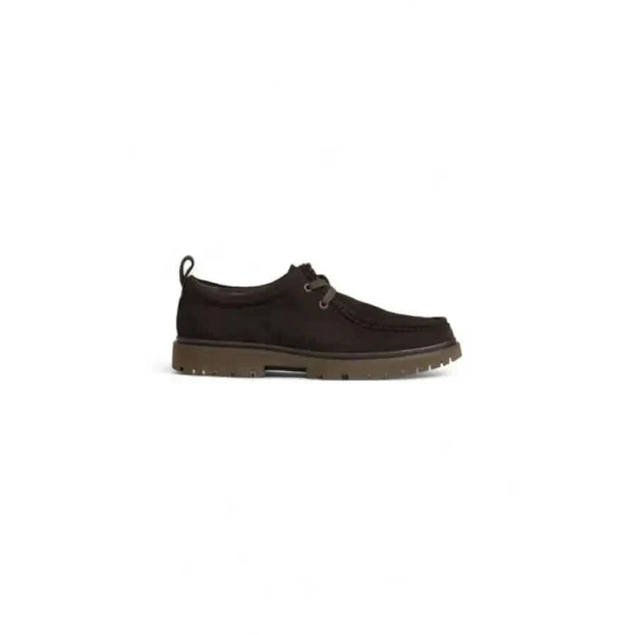 Dark brown Calvin Klein men lace-up shoe with rugged sole for casual wear