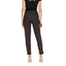 Dark brown tapered elastic-waist dress pants from Ichi for women