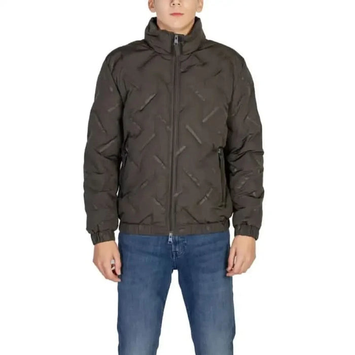 Dark brown quilted winter jacket with full zipper from Antony Morato Men collection