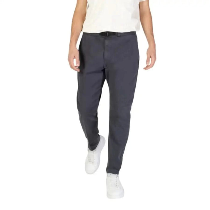 Dark gray tapered leg casual pants by Gas for men, combining style and comfort