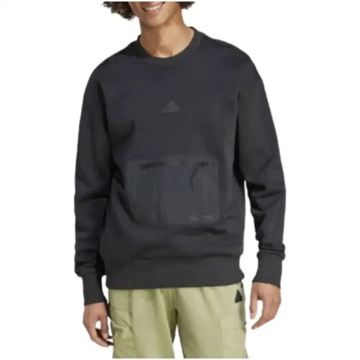 Dark gray Adidas men crewneck sweatshirt with long sleeves for a stylish look