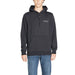 Dark gray hooded sweatshirt with quarter-zip front and Napapijri branding for men