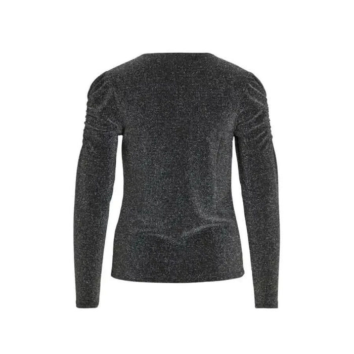 Dark gray long-sleeved sweater with shimmery metallic look from Vila Clothes