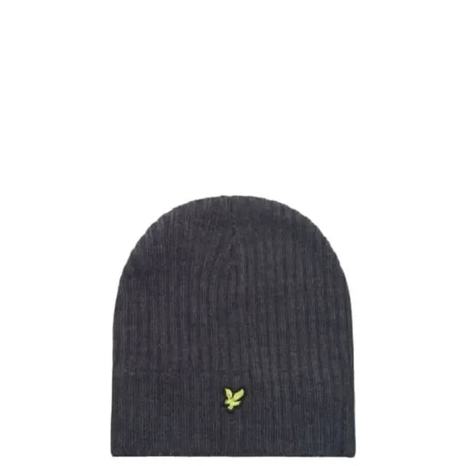 Dark gray ribbed beanie with yellow logo, Lyle & Scott Men Cap product image