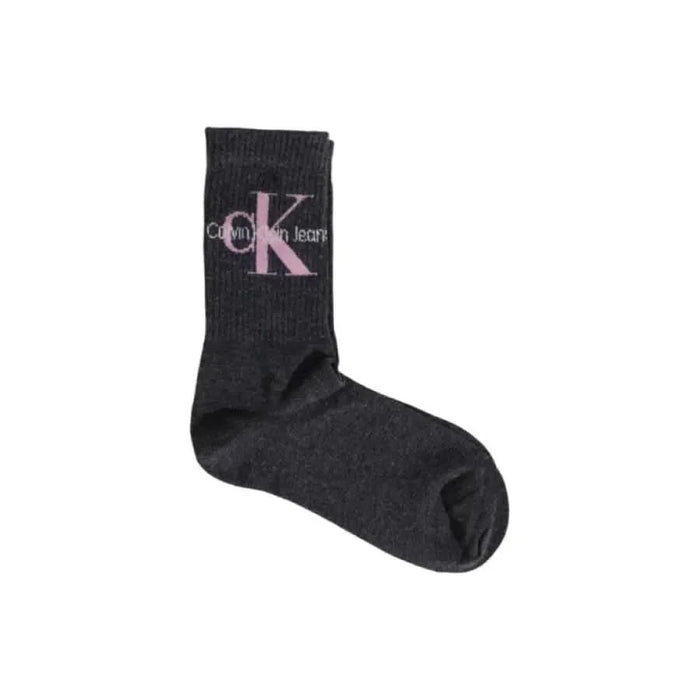 Dark gray sock featuring pink ’ck’ logo from Calvin Klein Jeans Men’s Underwear