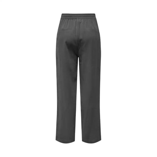 Dark gray Jacqueline De Yong women trousers featuring an elastic waistband and straight legs