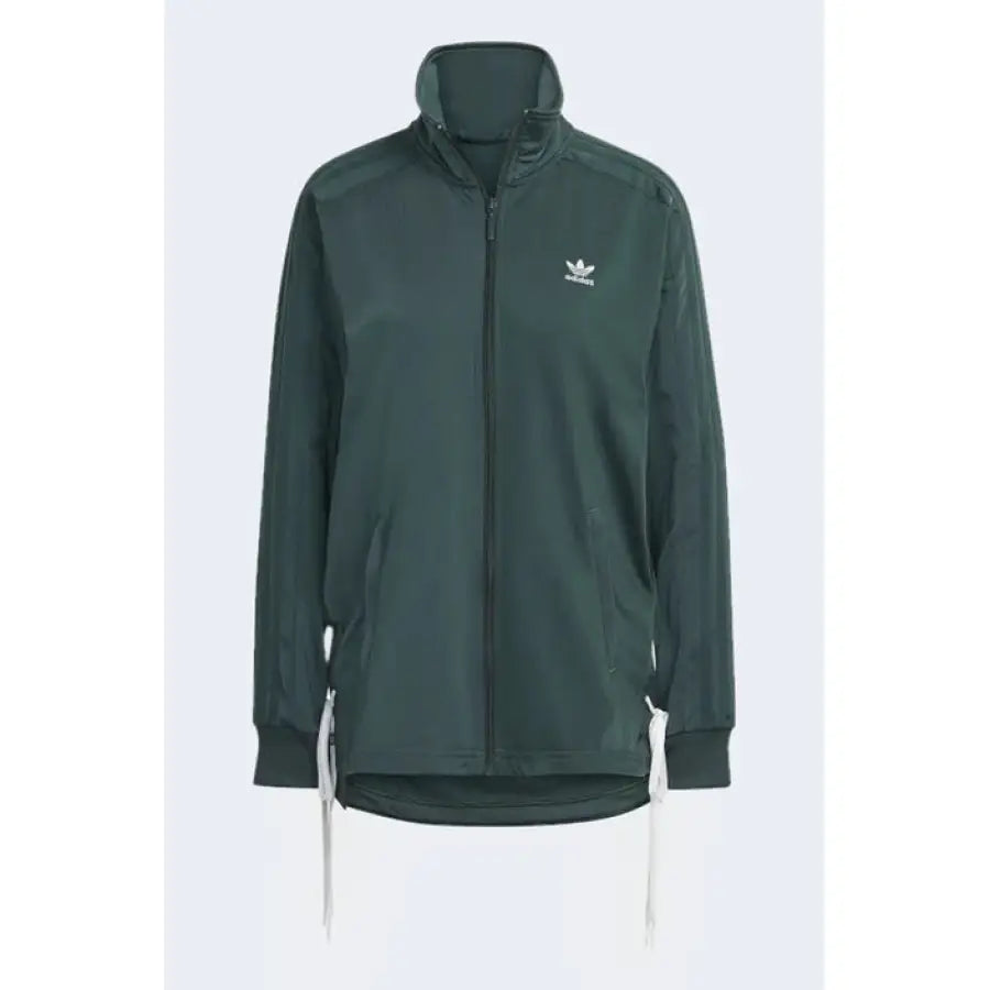 Dark green Adidas track jacket with full-length zipper and white chest logo - Women’s Sweatshirts