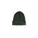 Dark green ribbed winter beanie featuring Columbia branding for men’s fashion