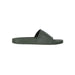 Dark green slide sandal with flat sole, textured upper strap - Emporio Armani Women Slippers