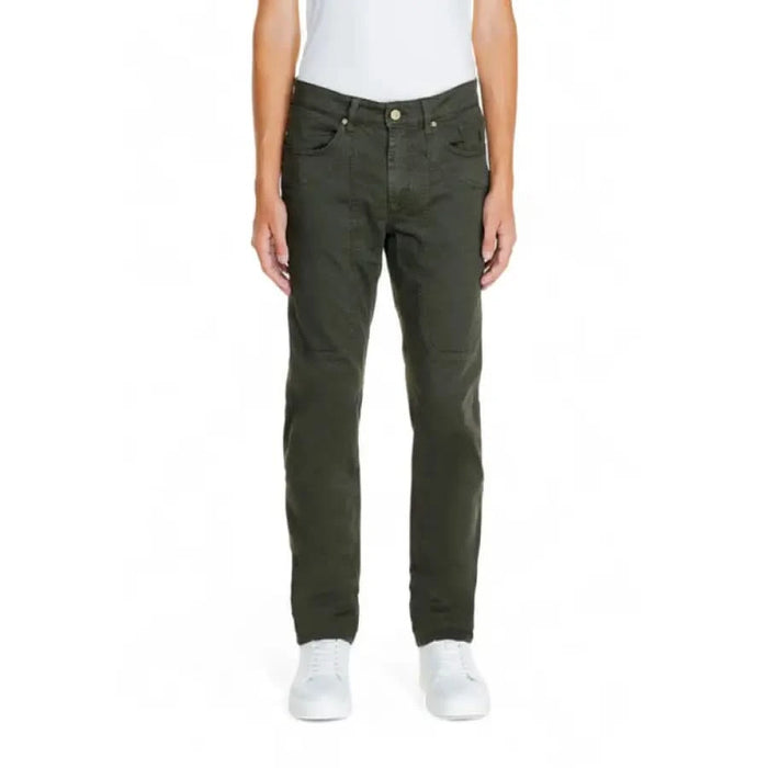 Dark green straight-leg pants with pockets and button closure - Jeckerson Men’s Trousers