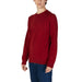 Deep red crewneck sweater with long sleeves for men in cotton-cashmere blend