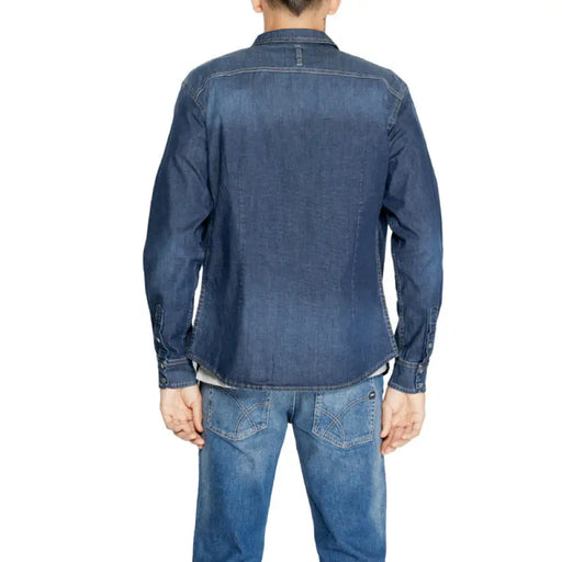 Back view of person wearing Gas - Gas Men Denim Shirt with jeans