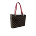 Designer Guess Women Bag featuring a brown patterned exterior and pink handles