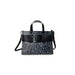 Designer handbag with monogram pattern and black leather trim by Armani Exchange