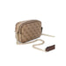 Designer handbag by Guess featuring a patterned exterior and gold chain strap