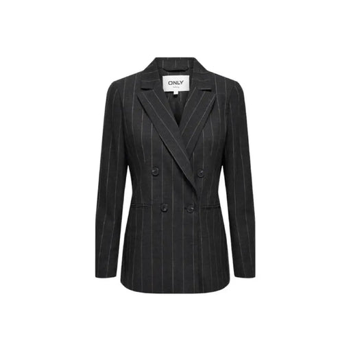 Double-breasted pinstriped black blazer with notched lapels from Only Women Blazer