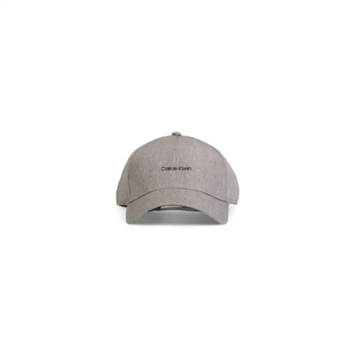 Gray Calvin Klein Men Cap featuring embroidered Calvin Klein text on the front