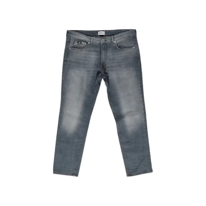 Gray faded denim straight-leg jeans from Gas with zip button closure